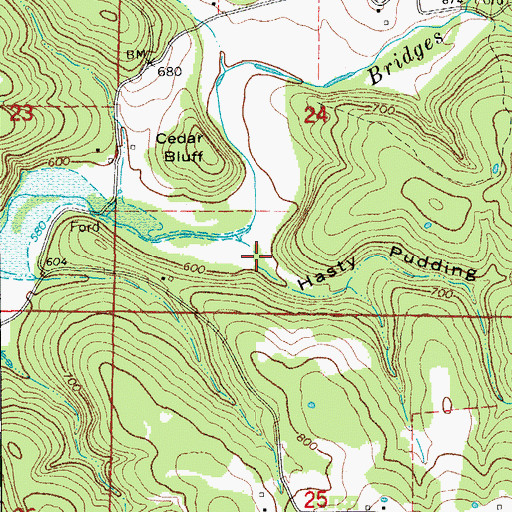 Topographic Map of Hasty Pudding Hollow, MO