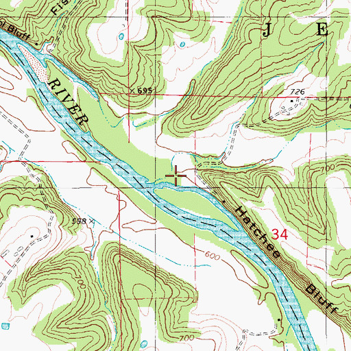 Topographic Map of Hatchee Creek, MO