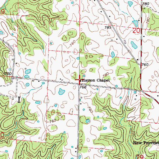 Topographic Map of Hatton Chapel, MO