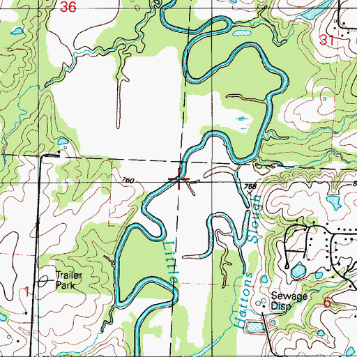 Topographic Map of Hattons Slough, MO