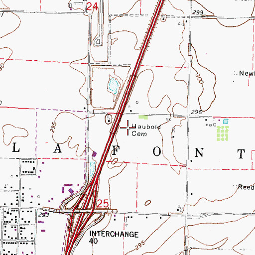 Topographic Map of Haubold Cemetery, MO