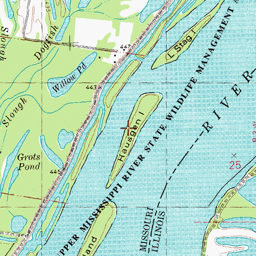 Topographic Map of Hausgen Island, MO