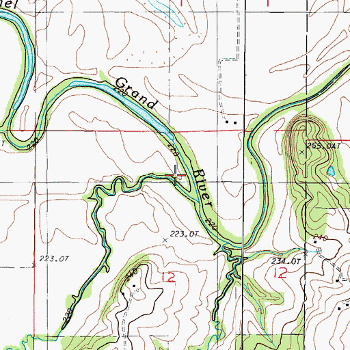 Topographic Map of Haw Branch, MO
