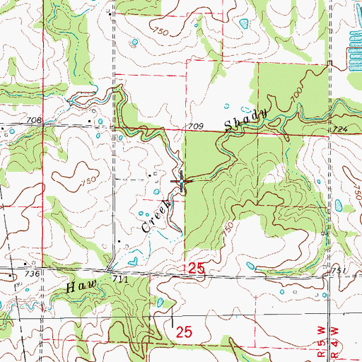 Topographic Map of Haw Creek, MO