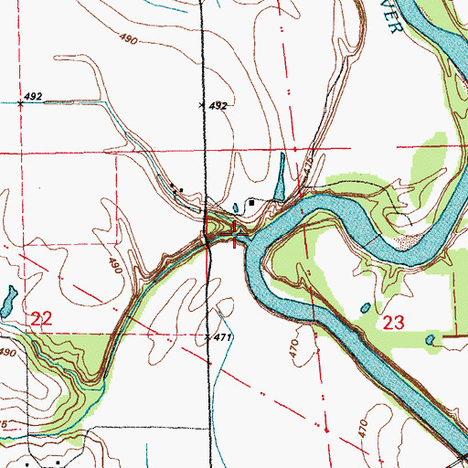 Topographic Map of Haw Creek, MO