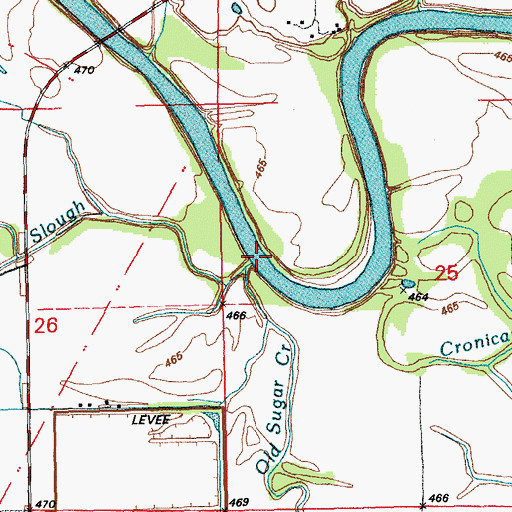 Topographic Map of Haw Creek Slough, MO
