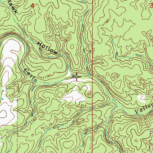 Topographic Map of Hawk Hollow, MO