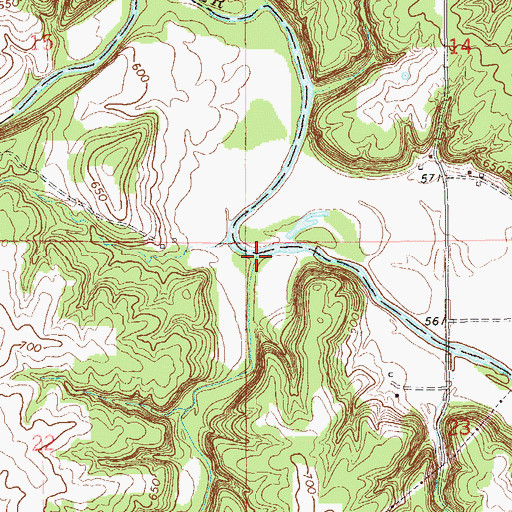Topographic Map of Hawkins Branch, MO