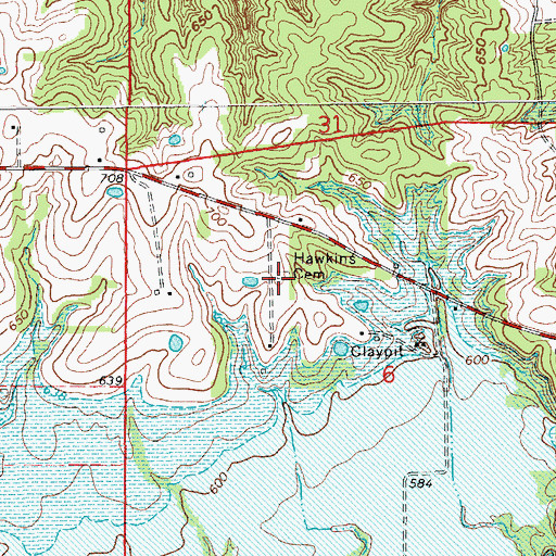 Topographic Map of Hawkins Cemetery, MO