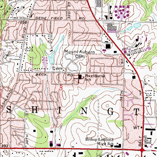 Topographic Map of Colemen Elementary School, MO