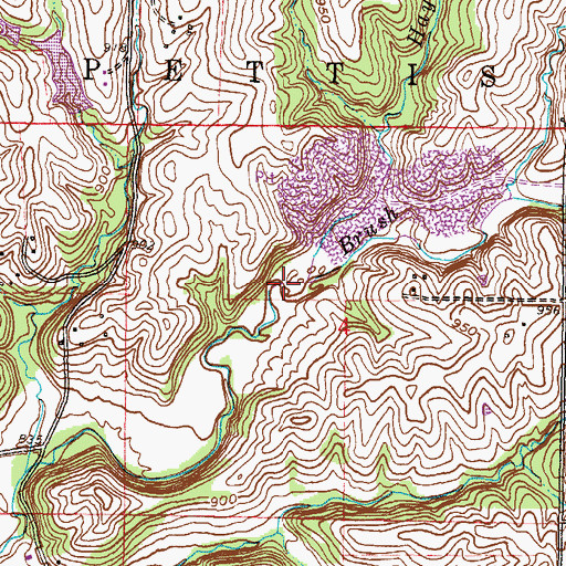 Topographic Map of Hayes Creek, MO
