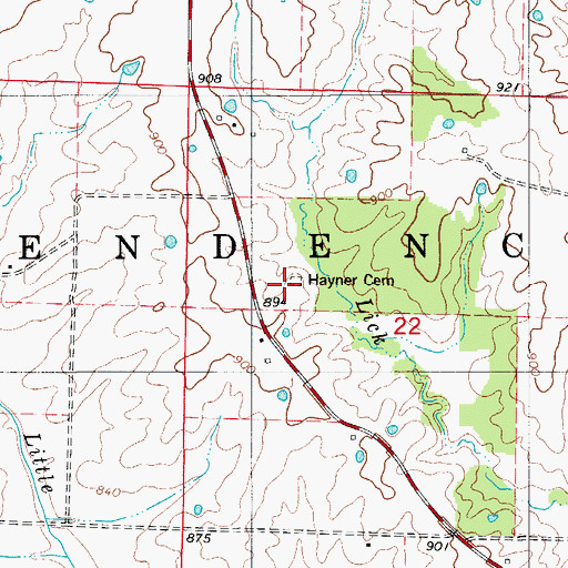 Topographic Map of Hayner Cemetery, MO