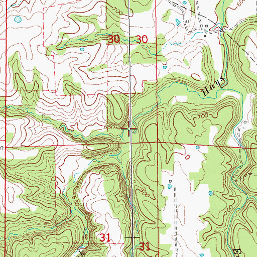 Topographic Map of Hays Creek, MO