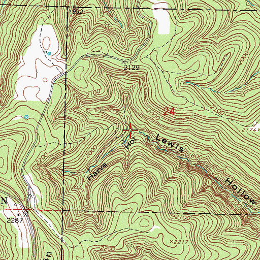 Topographic Map of Harve Hollow, AR