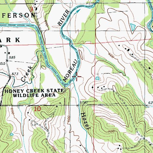 Topographic Map of Hazel Branch, MO