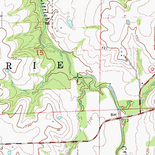 Topographic Map of Hazel Creek, MO