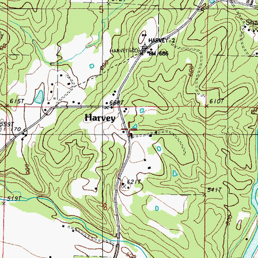 Topographic Map of Harvey, AR