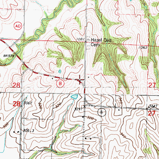 Topographic Map of Hazel Dell School (historical), MO