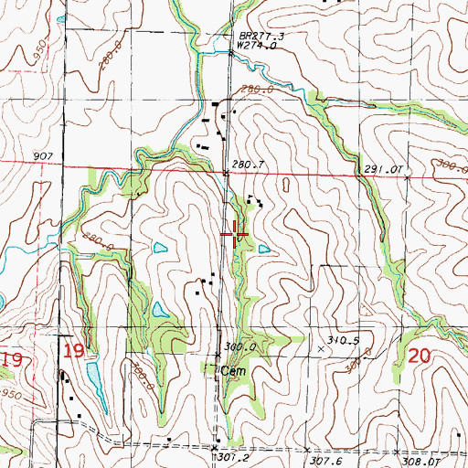 Topographic Map of Hazel Dell School, MO