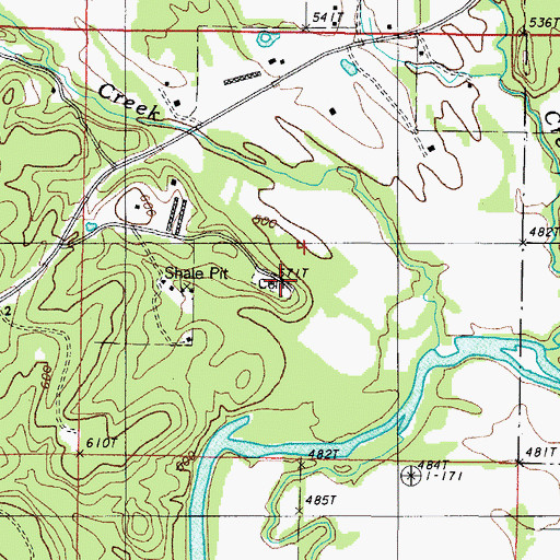 Topographic Map of Harvey Cemetery, AR