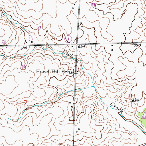 Topographic Map of Hazel Hill School, MO