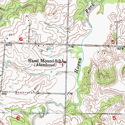 Topographic Map of Hazel Mound School (historical), MO