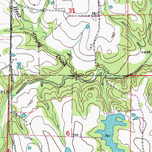 Topographic Map of Heat String Creek, MO