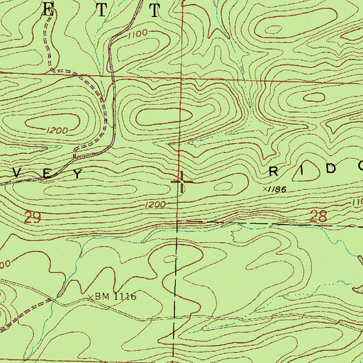 Topographic Map of Harvey Ridge, AR
