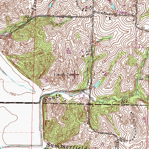 Topographic Map of Heath Cemetery, MO