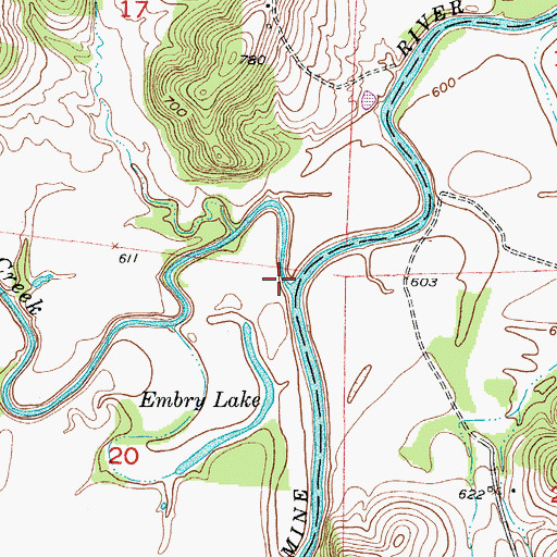 Topographic Map of Heaths Creek, MO