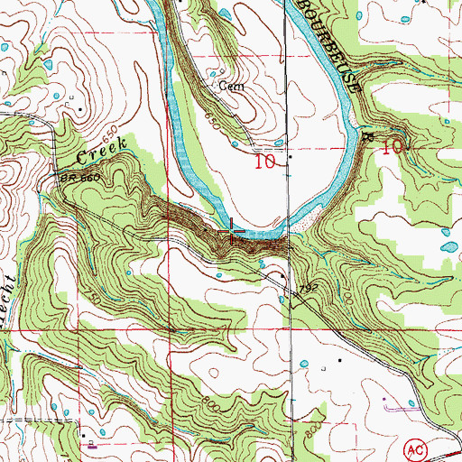 Topographic Map of Hecht Creek, MO