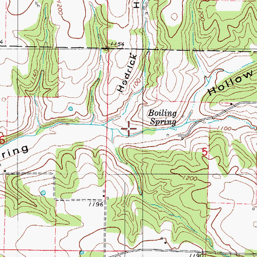 Topographic Map of Hedrick Hollow, MO