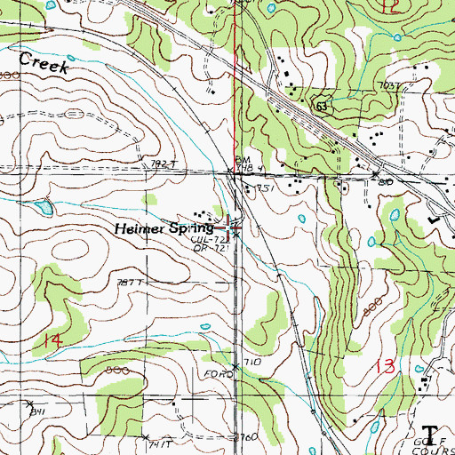 Topographic Map of Heimer Spring, MO