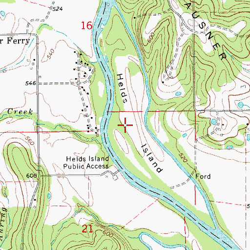 Topographic Map of Helds Island, MO