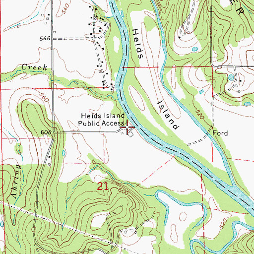 Topographic Map of Helds Island Public Access, MO