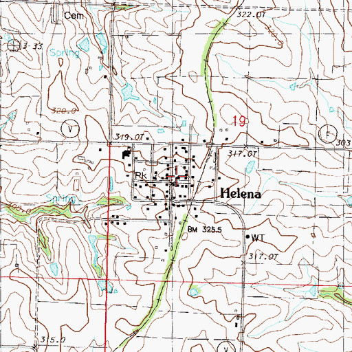 Topographic Map of Helena, MO
