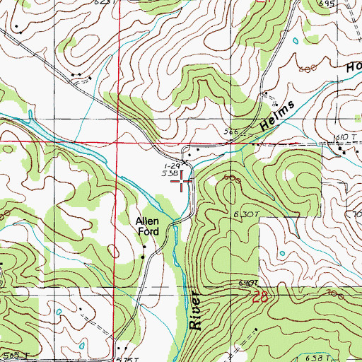 Topographic Map of Helms Hollow, MO