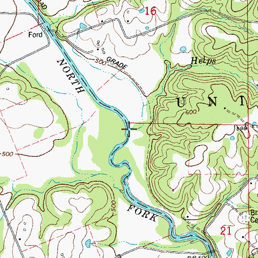 Topographic Map of Helps Branch, MO