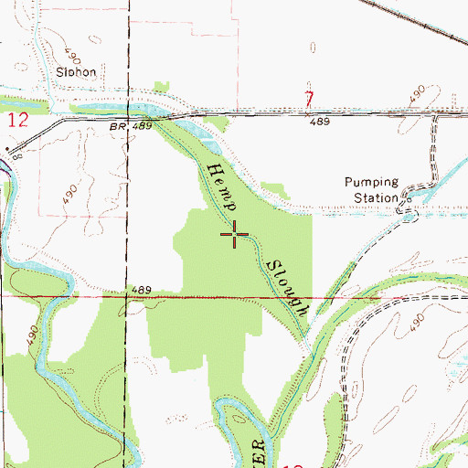 Topographic Map of Hemp Slough, MO