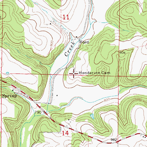 Topographic Map of Henderson Cemetery, MO