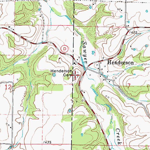 Topographic Map of Henderson Cemetery, MO