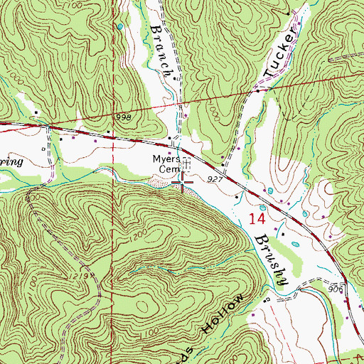 Topographic Map of Henry Branch, MO