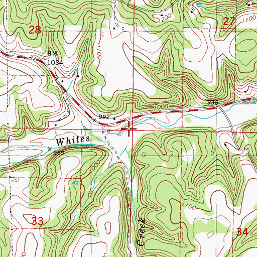 Topographic Map of Henry Creek, MO