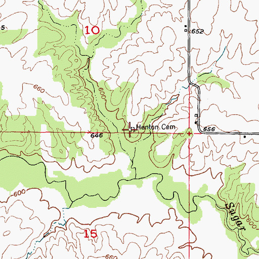Topographic Map of Henton Cemetery, MO