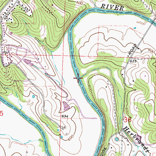 Topographic Map of Herbrandt Branch, MO