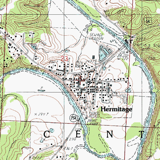 Topographic Map of Hermitage, MO