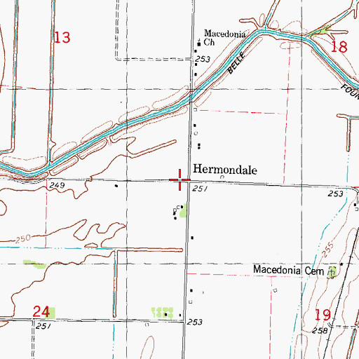 Topographic Map of Hermondale, MO