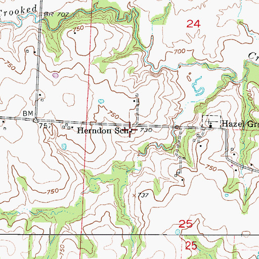 Topographic Map of Herndon School (historical), MO