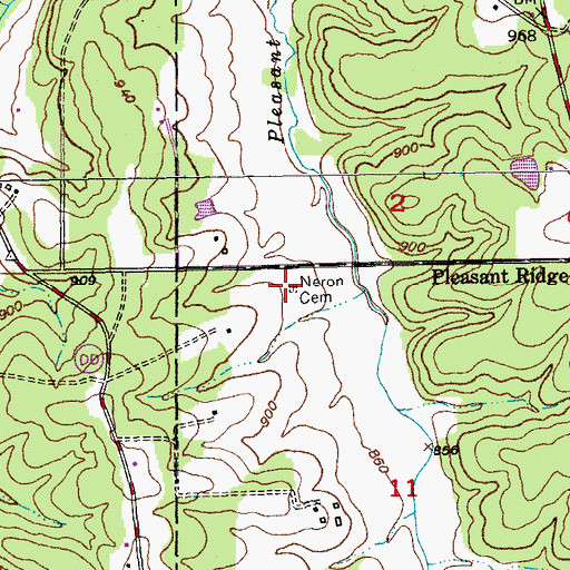 Topographic Map of Heron Cemetery, MO