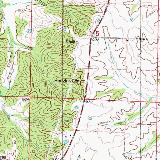 Topographic Map of Hertzler Cemetery, MO